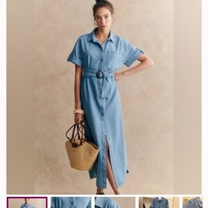 Sezane Dora Dress Light Blue - Size 6